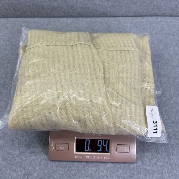 FLAX Medium Linen‎ Long Shirt Dress Button Front Green Yellow Kaftan Oversized - Picture 12 of 13